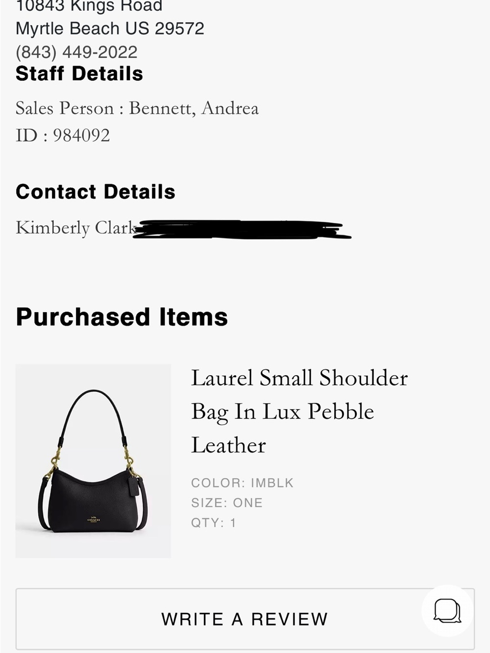 Coach Black Pebbled Leather Laurel Small Shoulder Bag with Gold Hardware - Picture 6 of 6